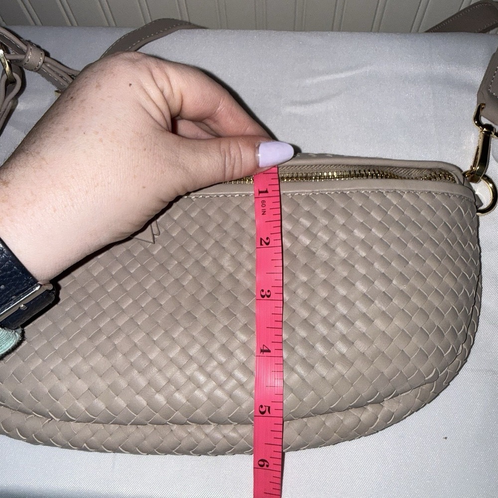 Quince Woven Leather Satchel in Taupe - Picture 8 of 14